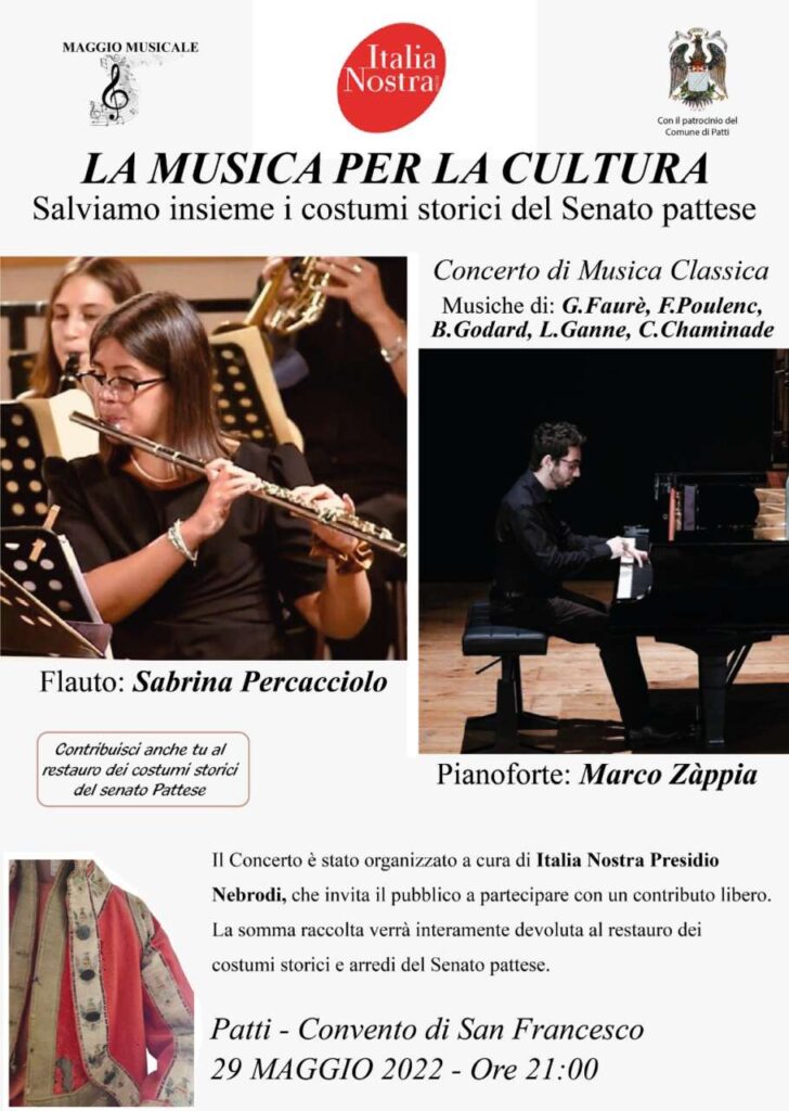 ITALIA NOSTRA – Domenica 29 a Patti “Musica per la Cultura”