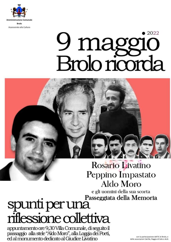 MEMORIA CONDIVISA – Lunedì a Brolo si ricorderanno Impastato, Livatino e Moro