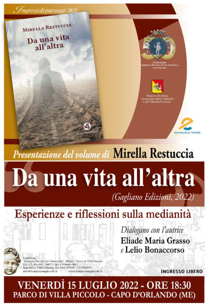 MIRELLA RESTUCCIA – “Da una vita all’altra”. Presentazione del libro venerdì 15 a Villa Piccolo