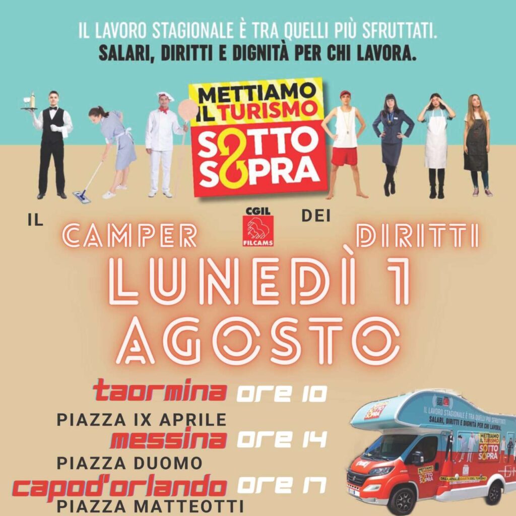 CGIL E FILCAMS – Arriva in provincia di Messina il “Camper dei diritti” per tutelare gli stagionali