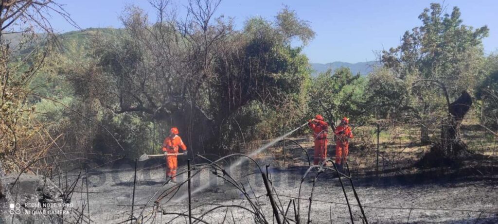 EMERGENZA INCENDI A PIRAINO – In sinergia hanno lavorato la Protezione Civile di Brolo e Piraino