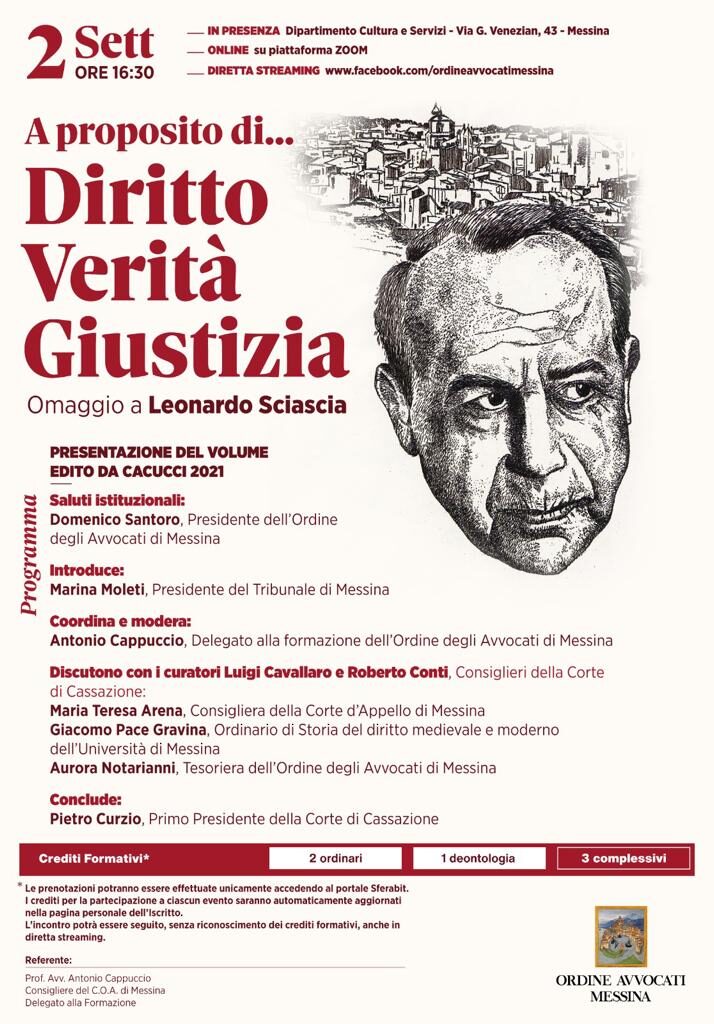 SCIASCIA E IL RAPPORTO CON LA GIUSTIZIA – L’Ordine avvocati Messina presenta il libro curato da due magistrati