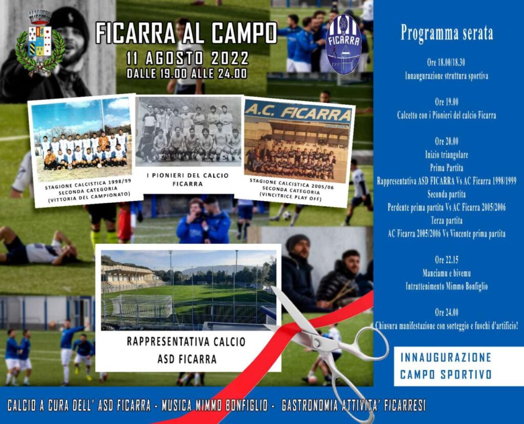 FICARRA – Giovedì 11 agosto Ficarra va al campo