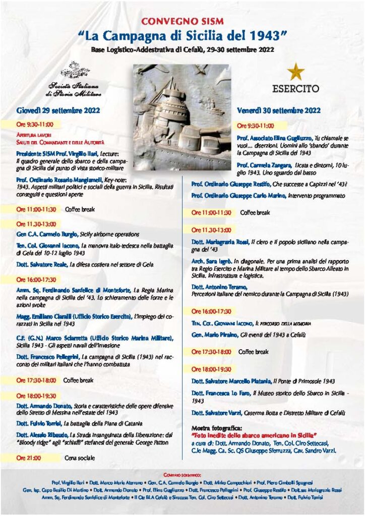 LA CAMPAGNA DI SICILIA DEL 1943 – Il convegno SISM a Cefalù 29 e 30 settembre