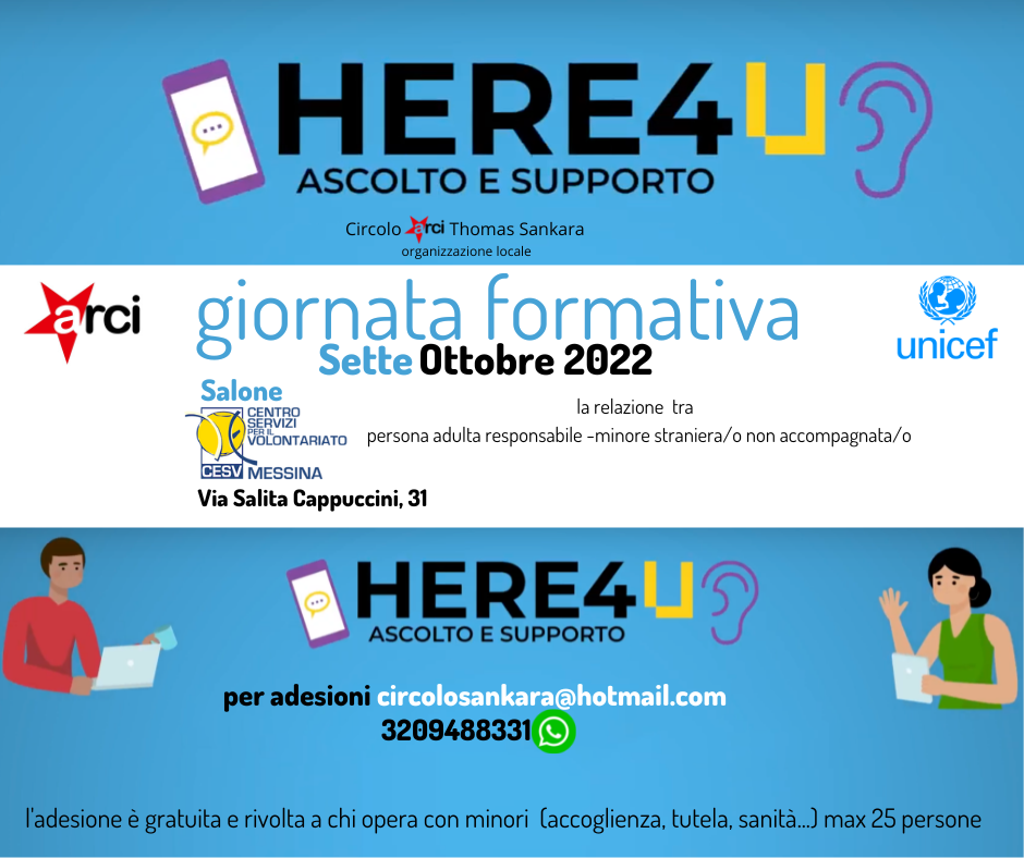 HERE4U – 7 ottobre giornata formativa MSNA relazione adulti