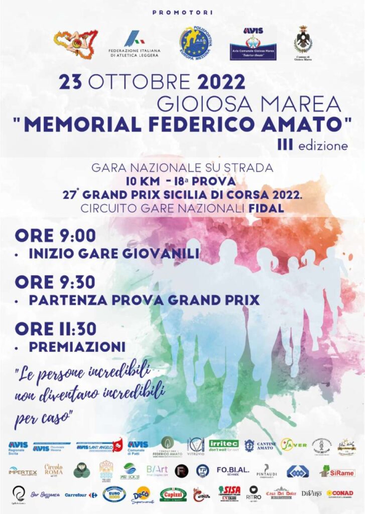 GIOIOSA MAREA – Tutto pronto per la Gara Podistica “Memorial Federico Amato” 2022
