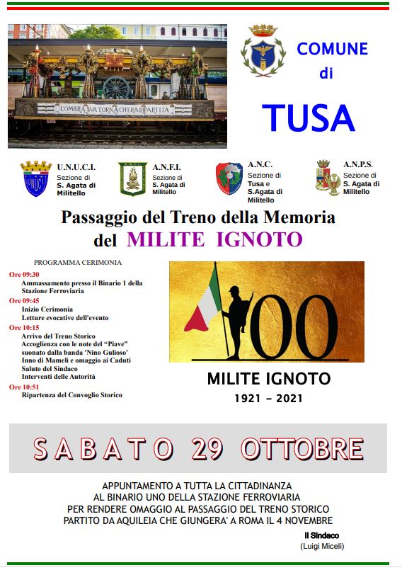 TUSA – Il treno del Milite Ignoto fa tappa anche qui