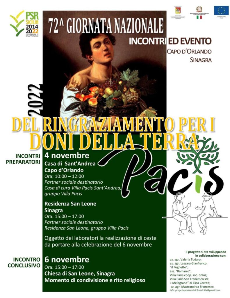 PROGETTO PACIS – Incontri ed eventi in occasione della giornata sui “doni della terra”