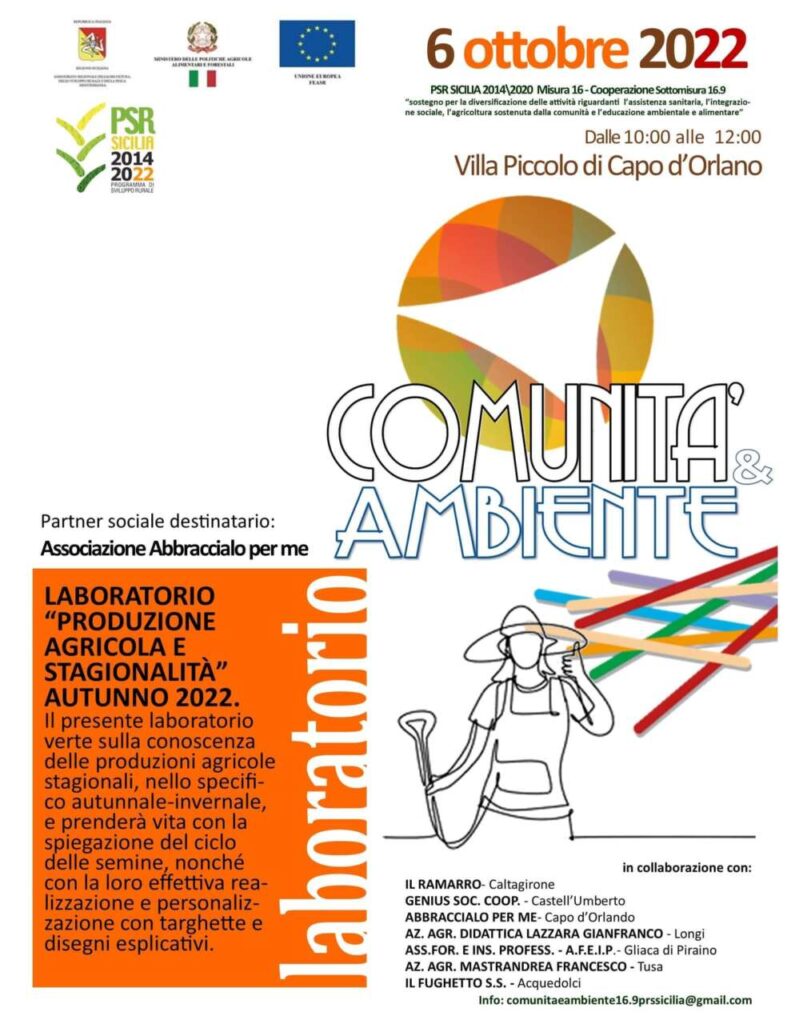 AGRICOLTURA SOCIALE – Si sono conclusi i 4 laboratori avviati sui nebrodi