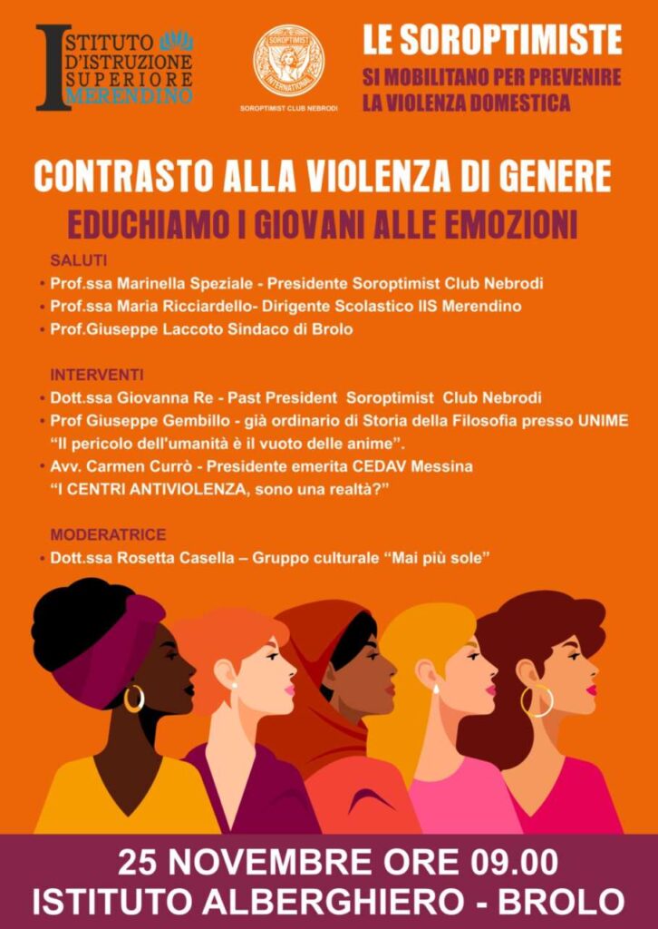 SOROPTIMIST DAY – All’Alberghiero di Brolo un incontro per dir no alla violenza sulle donne