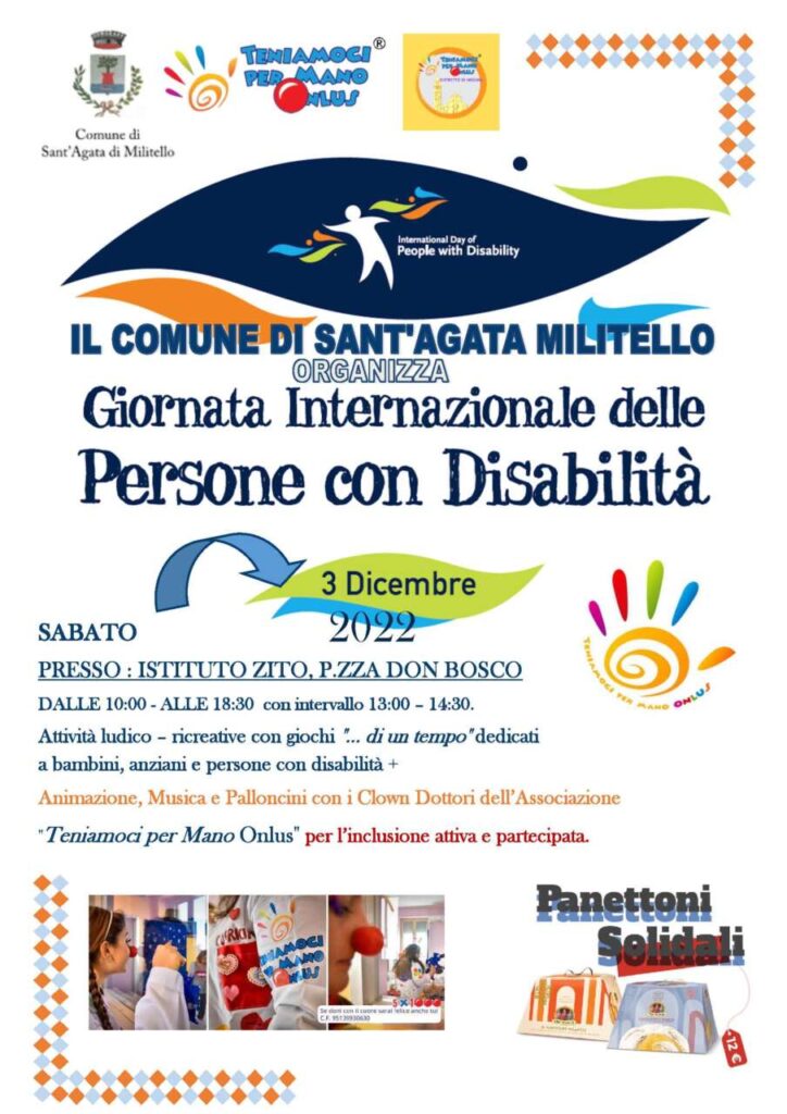 SANT’AGATA MILITELLO – Giornata internazionale delle persone con disabilità. Sabato 3 dicembre iniziativa all’istituto Zito