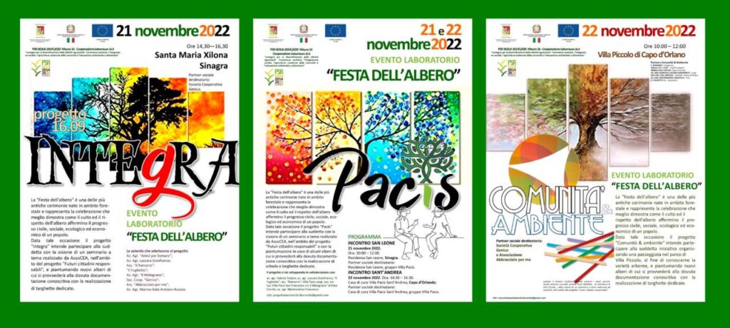 FESTA DELL’ALBERO 2022 – Le iniziative di Comunità & Ambiente, Integra e Pacis