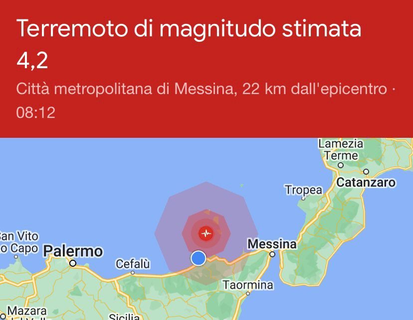 TERREMOTO – Scossa di magnitudo 4.6 con epicentro Isole Eolie