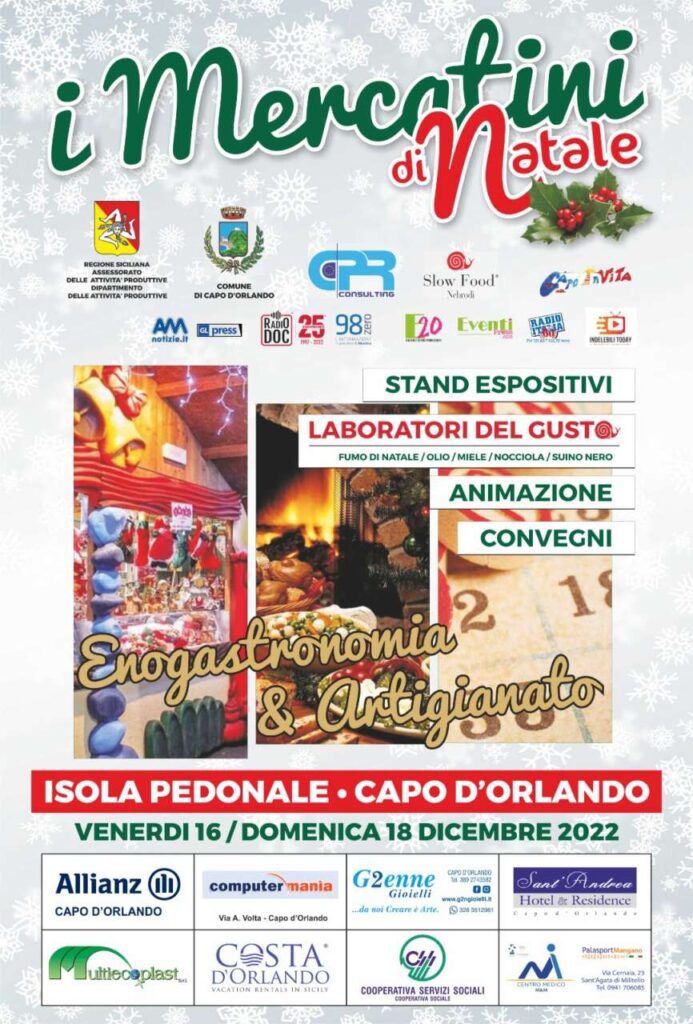 CAPO D’ORLANDO – “I Mercatini di Natale” da venerdi 16 a domenica 18 dicembre