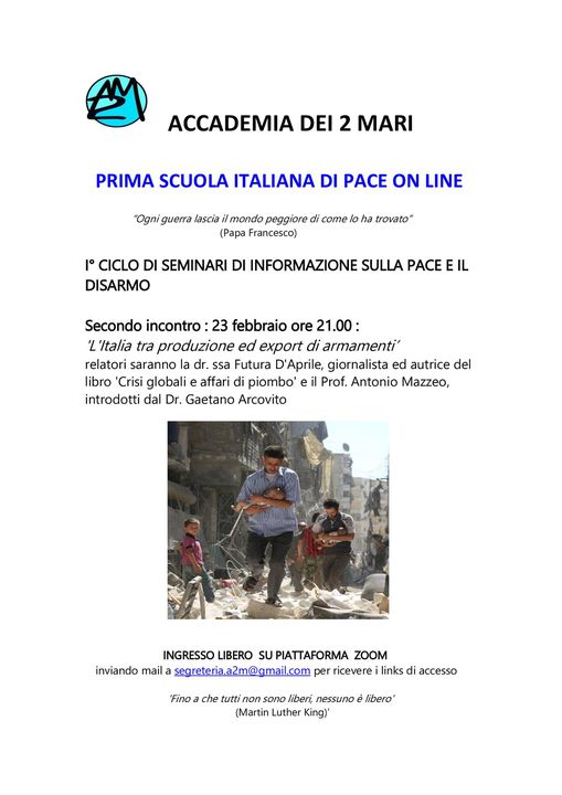 SEMINARI – Oggi, ‘L’Italia tra produzione ed export di armamenti’