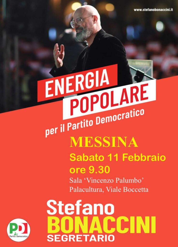 PRIMARIE PD – Sabato 11 febbraio Bonaccini a Messina