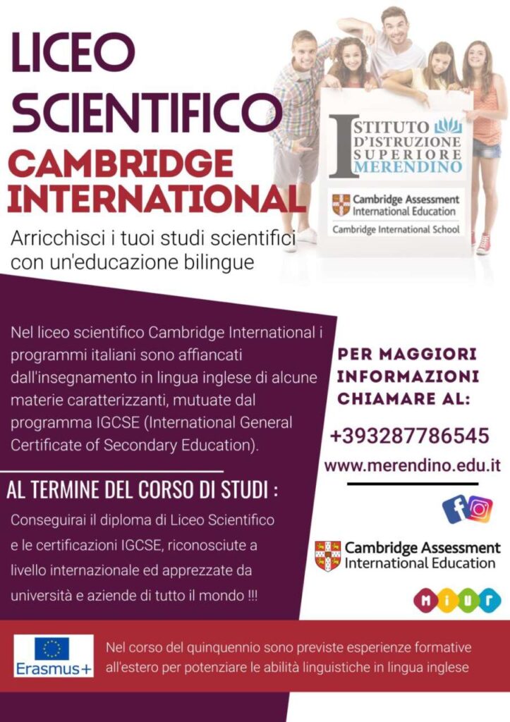 OFFERTE FORMATIVE – Al Merendino di Capo d’Orlando anche un percorso d’eccellenza: il Cambridge International