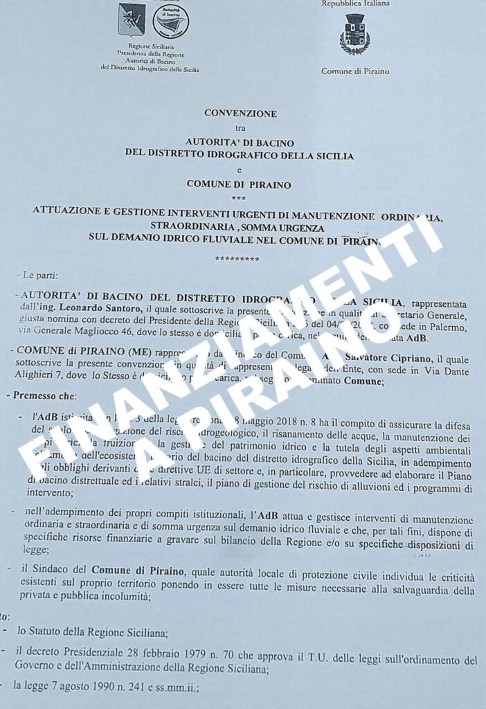 PIRAINO – 3 finanziamenti per la sicurezza dei torrenti
