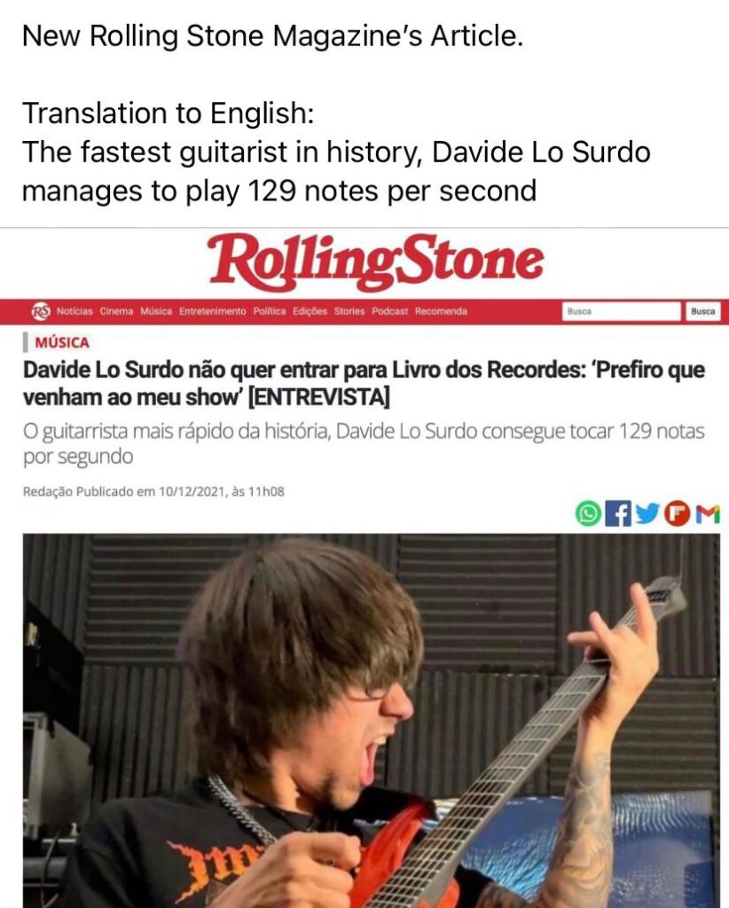 DAVIDE LO SURDO – Il più veloce chitarrista nella storia della musica