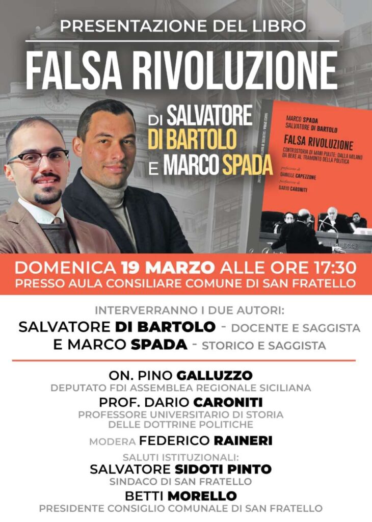 “FALSA RIVOLUZIONE” – A San Fratello la presentazione del libro su Mani Pulite