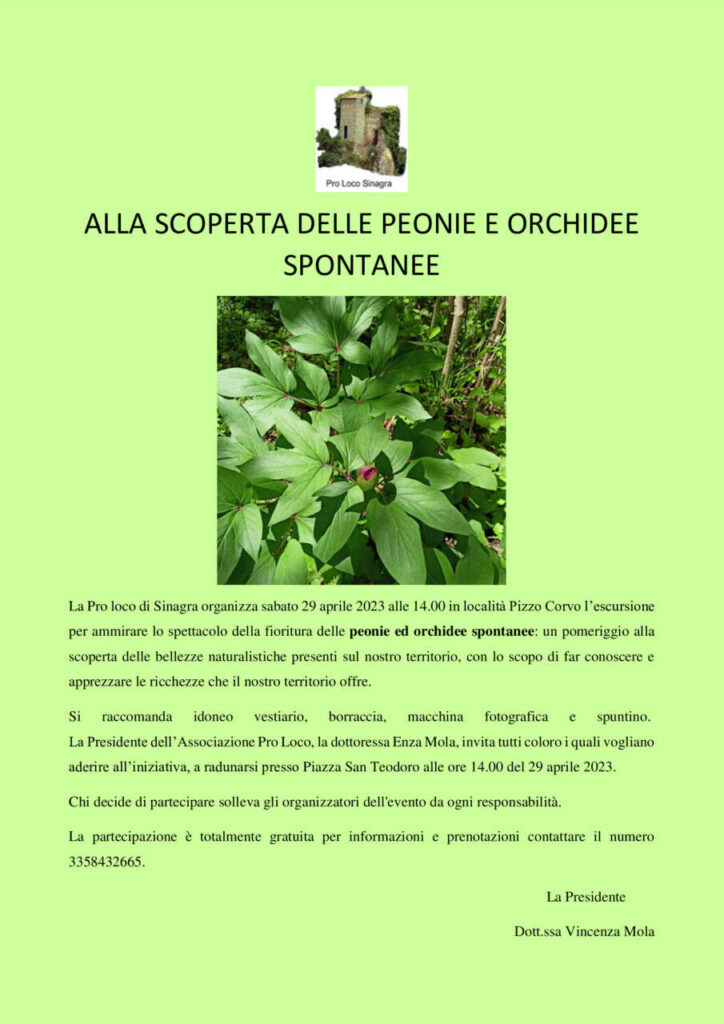 SINAGRA – Alla scoperta delle peonie e orchidee spontanee