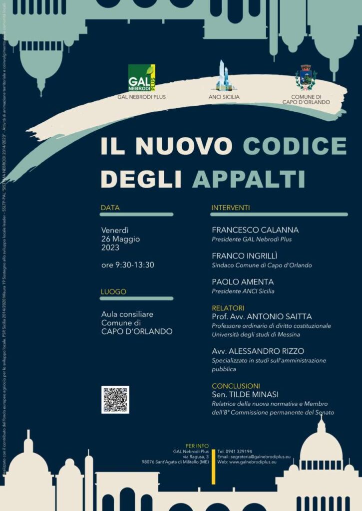 GAL NEBRODI PLUS – “Il Nuovo Codice degli Appalti” a Capo d’Orlando il seminario formativo