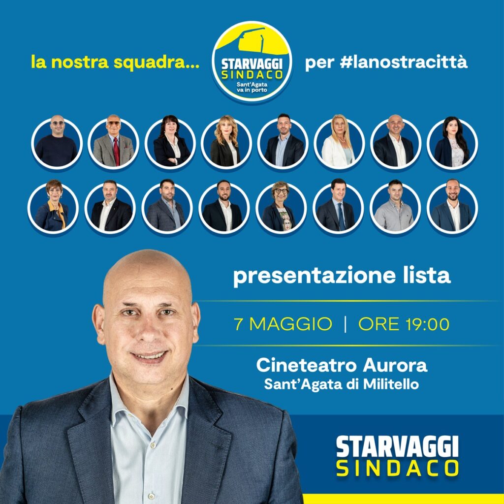 SANT’AGATA MILITELLO – Amministrative, presentata la lista “Starvaggi Sindaco – Sant’Agata va in porto”