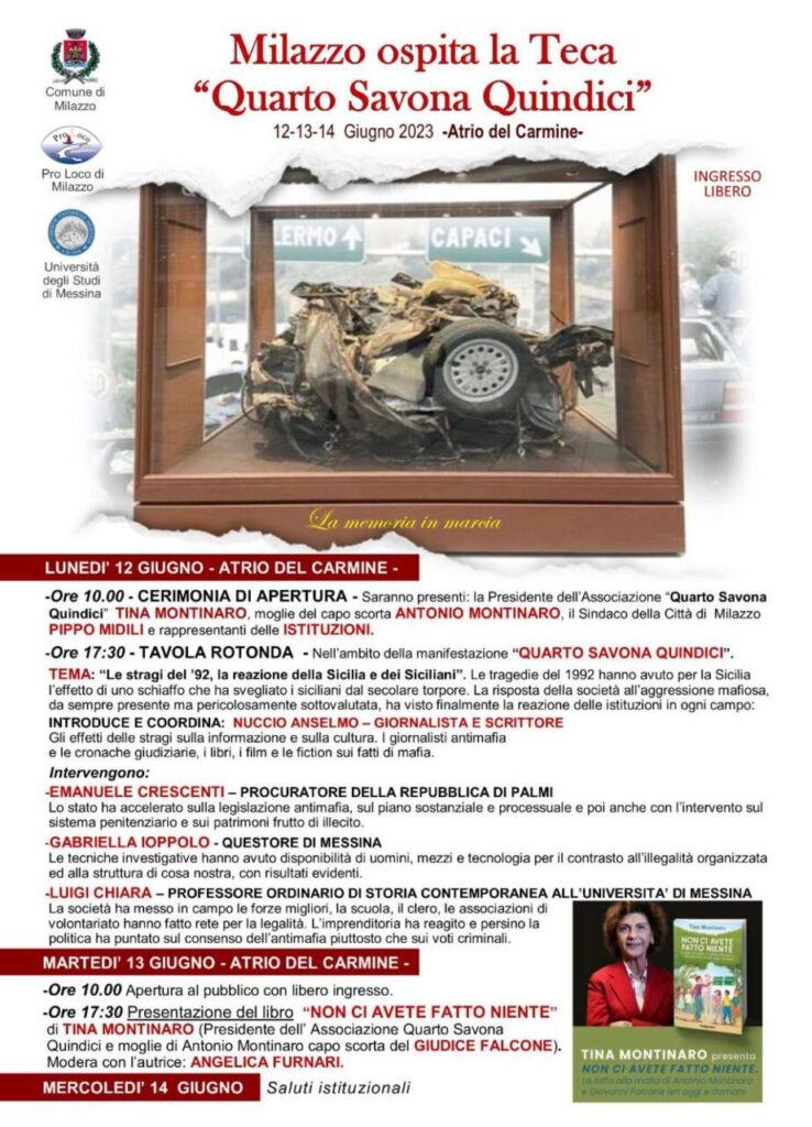 MILAZZO – Definito il programma delle tre giorni dedicata alla legalità