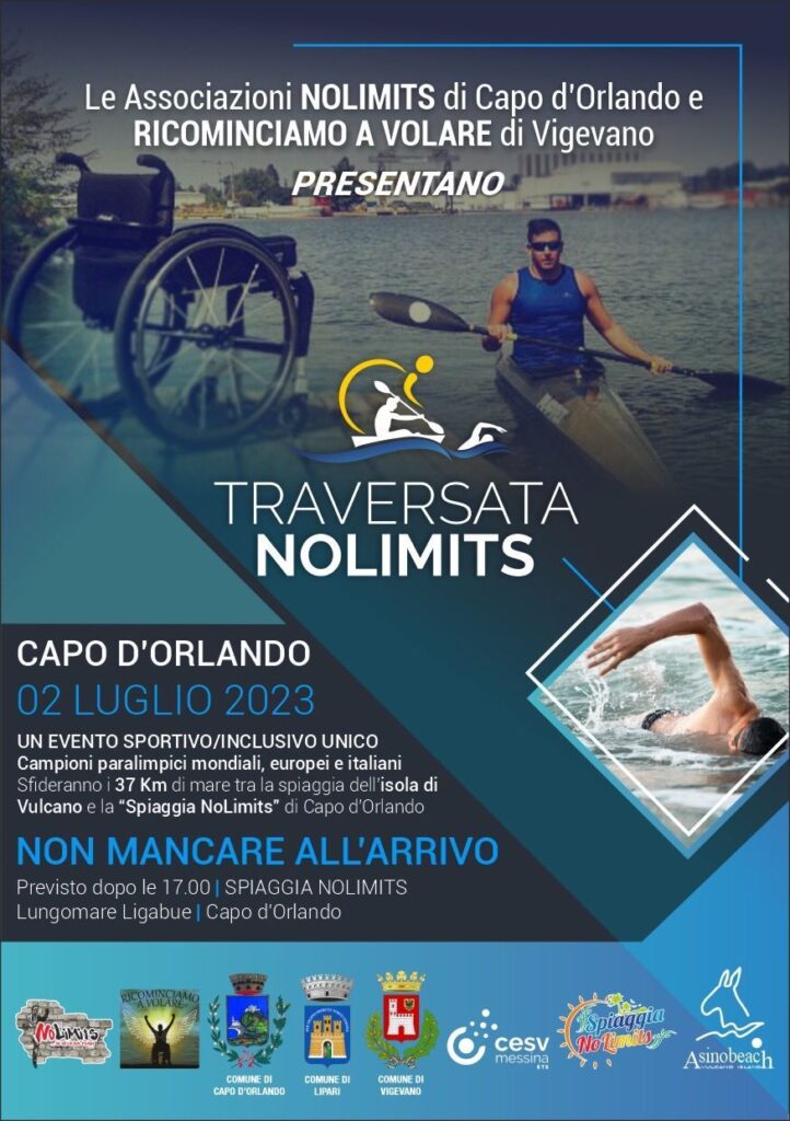 “TRAVERSATA NoLimits” – Campioni paralimpici di Canoa, domenica 2 Luglio, a Capo d’Orlando