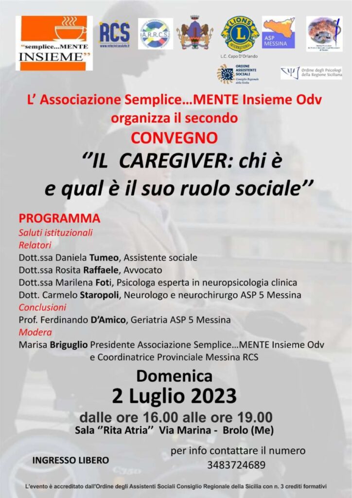 BROLO – Domenica 2 luglio convegno “Il caregiver: chi è e qual è il suo ruolo sociale”