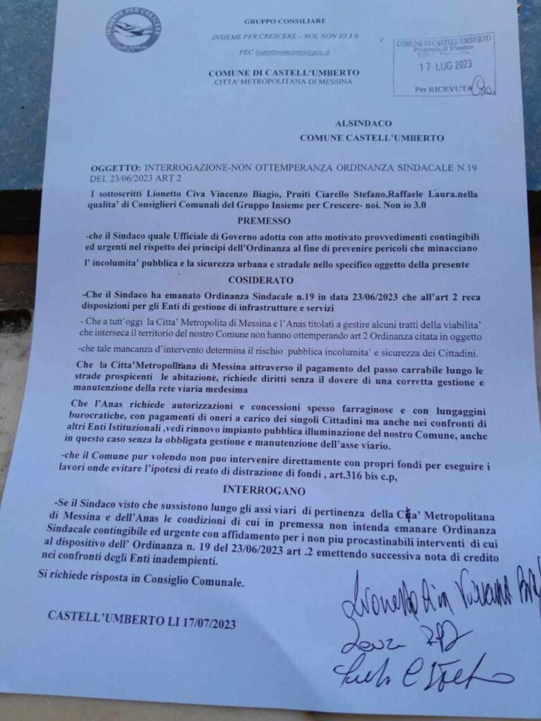 CASTELL’UMBERTO – La “Giungla” sulla SS116, Vincenzo Lionetto sollecita interventi