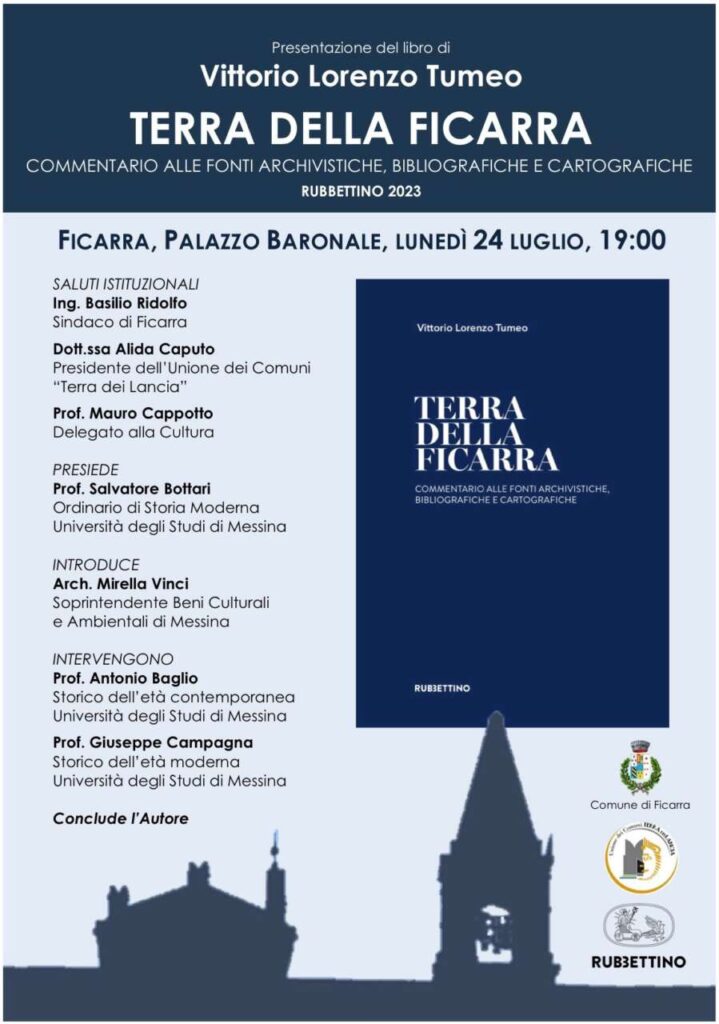 FICARRA – Domani Vittorio Lorenzo Tumeo presenterà il libro “Terra della Ficarra