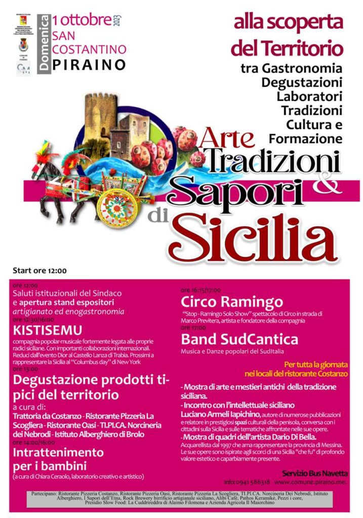 PIRAINO – La Pro Loco si unisce all’Evento enogastronomico-culturale di San Costantino dell’1 Ottobre