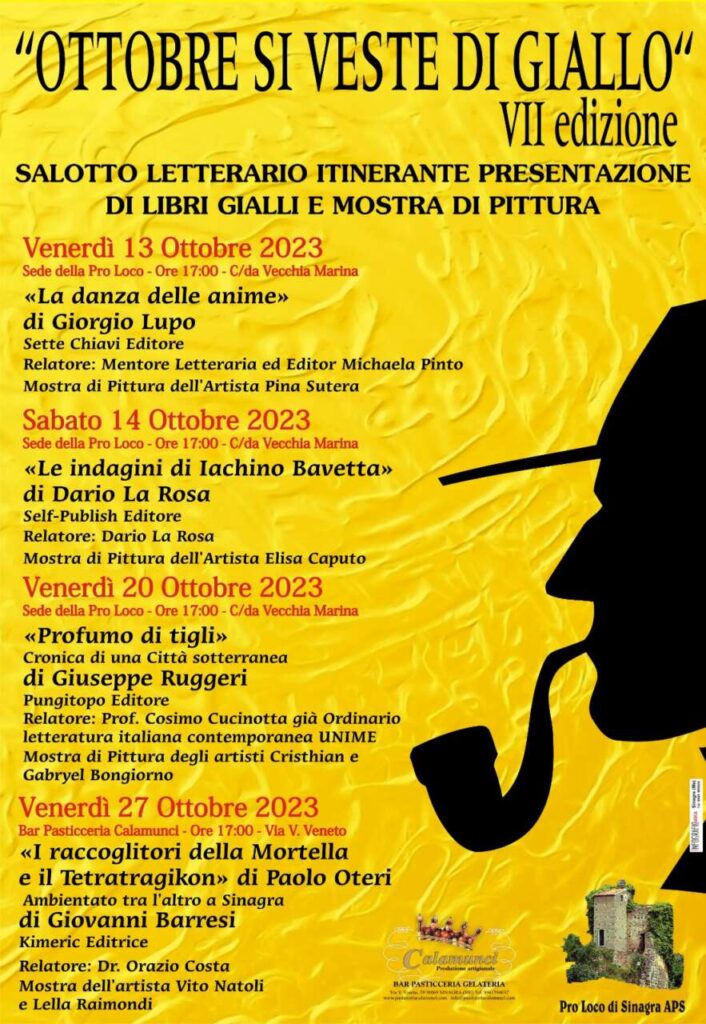 SINAGRA – Prende il via la rassegna letteraria “Ottobre si veste di giallo”