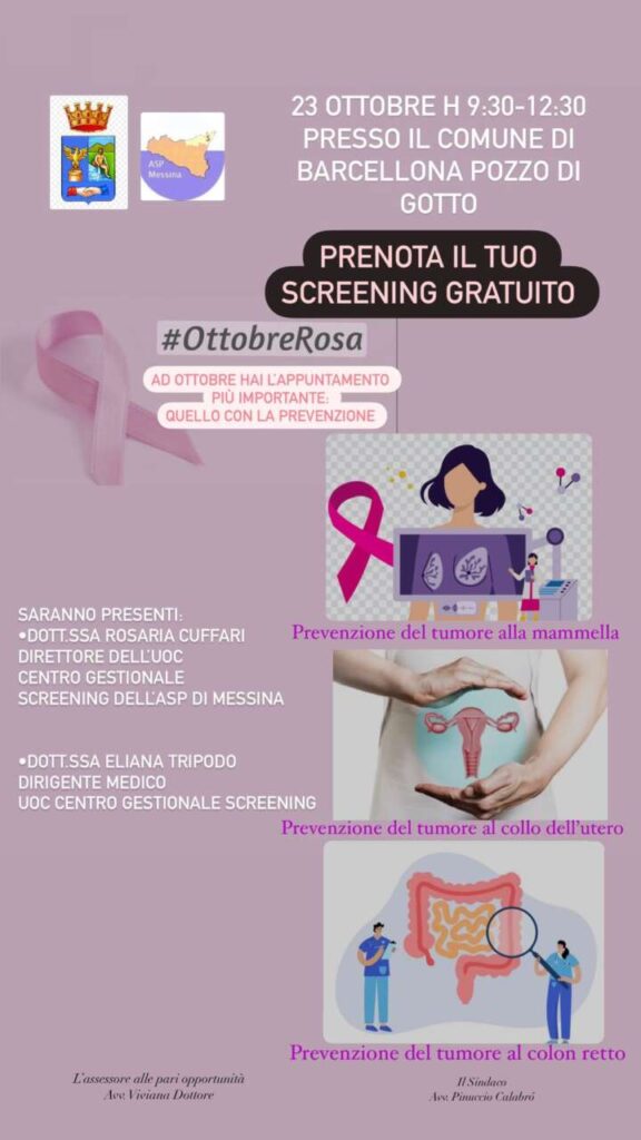 BARCELLONA P.G. – Ottobre Rosa, allestito infopoint per la prenotazione degli screening gratuiti