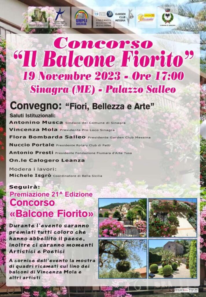 SINAGRA – il 19 novembre Premiazione Balcone Fiorito 21ª Edizione