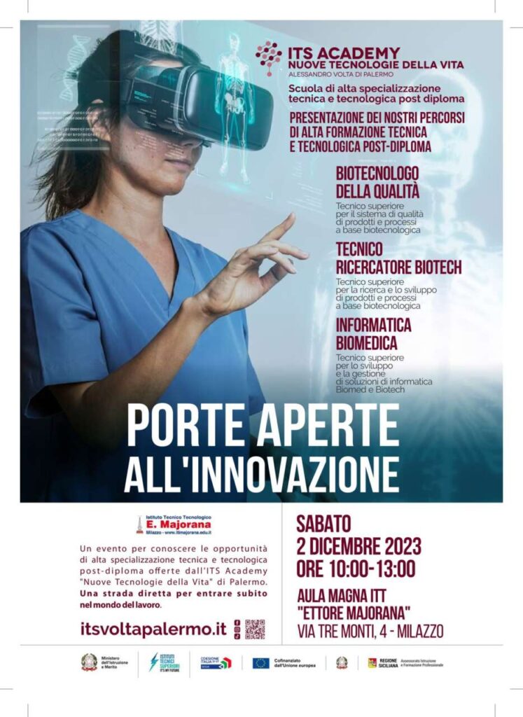 ITS ACADEMY – Nuove tecnologie per la vita sbarca in Sicilia orientale. Presentazione il 2 dicembre all’Itt Majorana di Milazzo