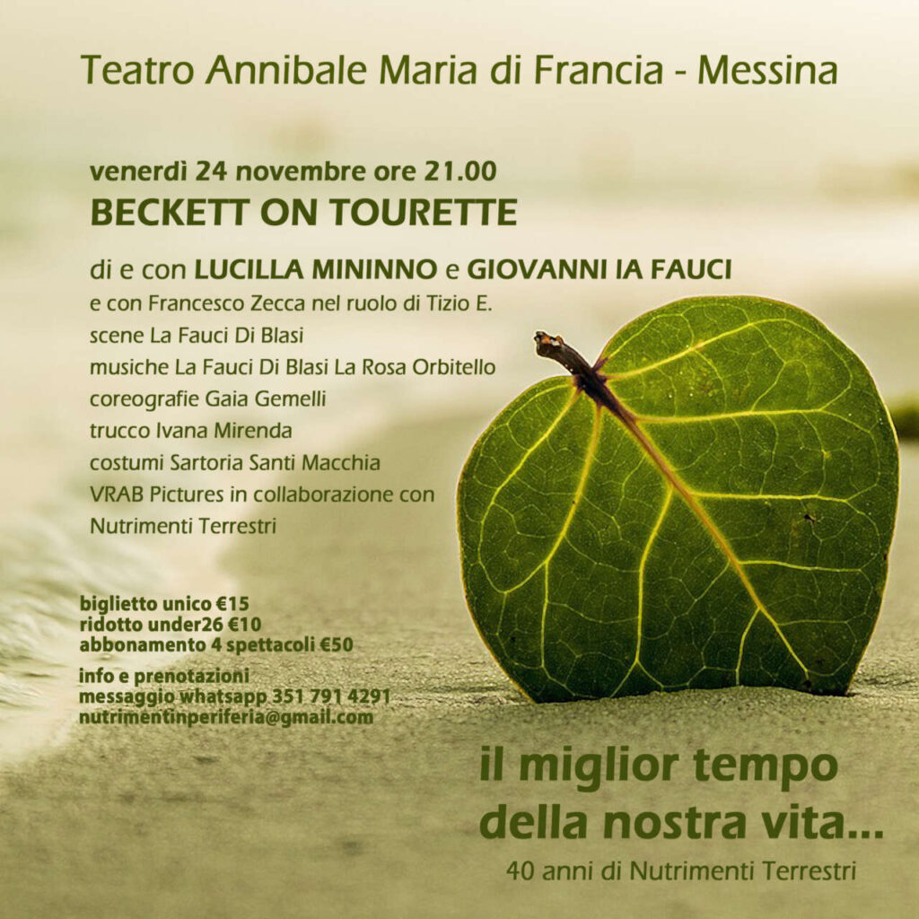 TEATRO – Beckett on Tourette in scena al Teatro Annibale
