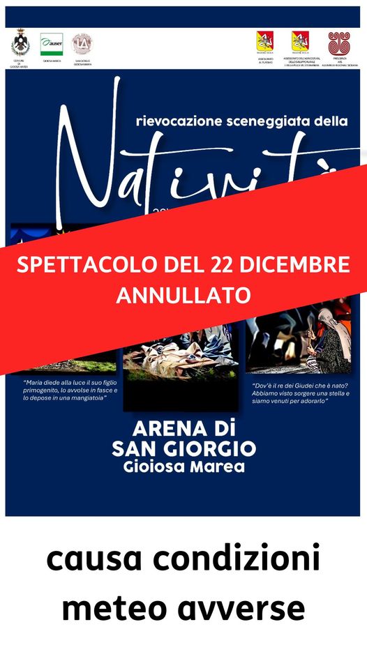 SAN GIORGIO – Rinviato a domani, per il meteo precario, il Presepe Vivente