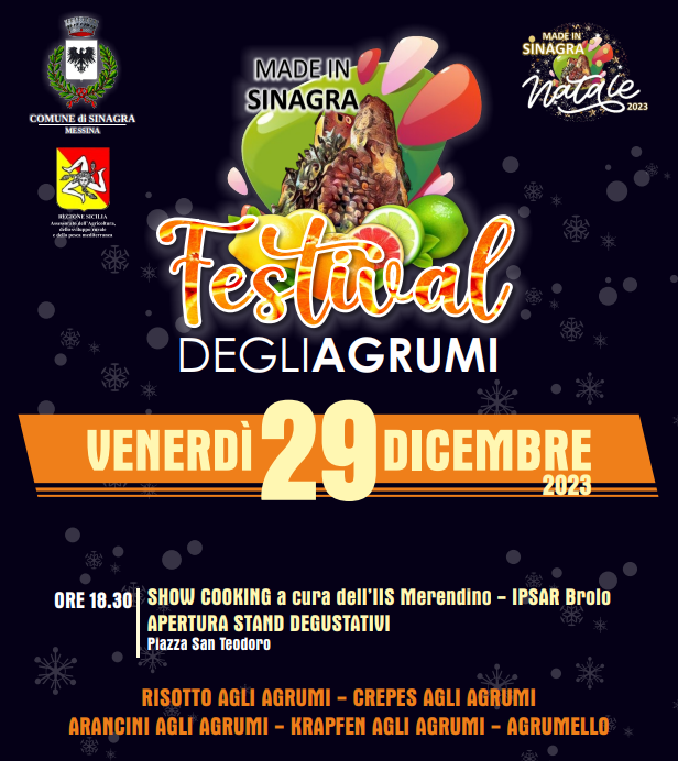FESTIVAL DEGLI AGRUMI – A Sinagra oggi la giornata conclusiva con i ragazzi dell’Alberghiero
