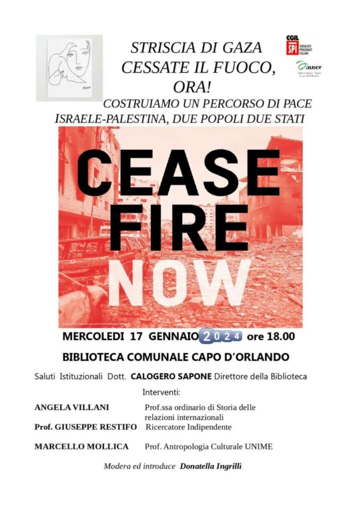 STRISCIA DI GAZA – Un incontro dibattito a Capo d’Orlando per costruire un percorso di pace