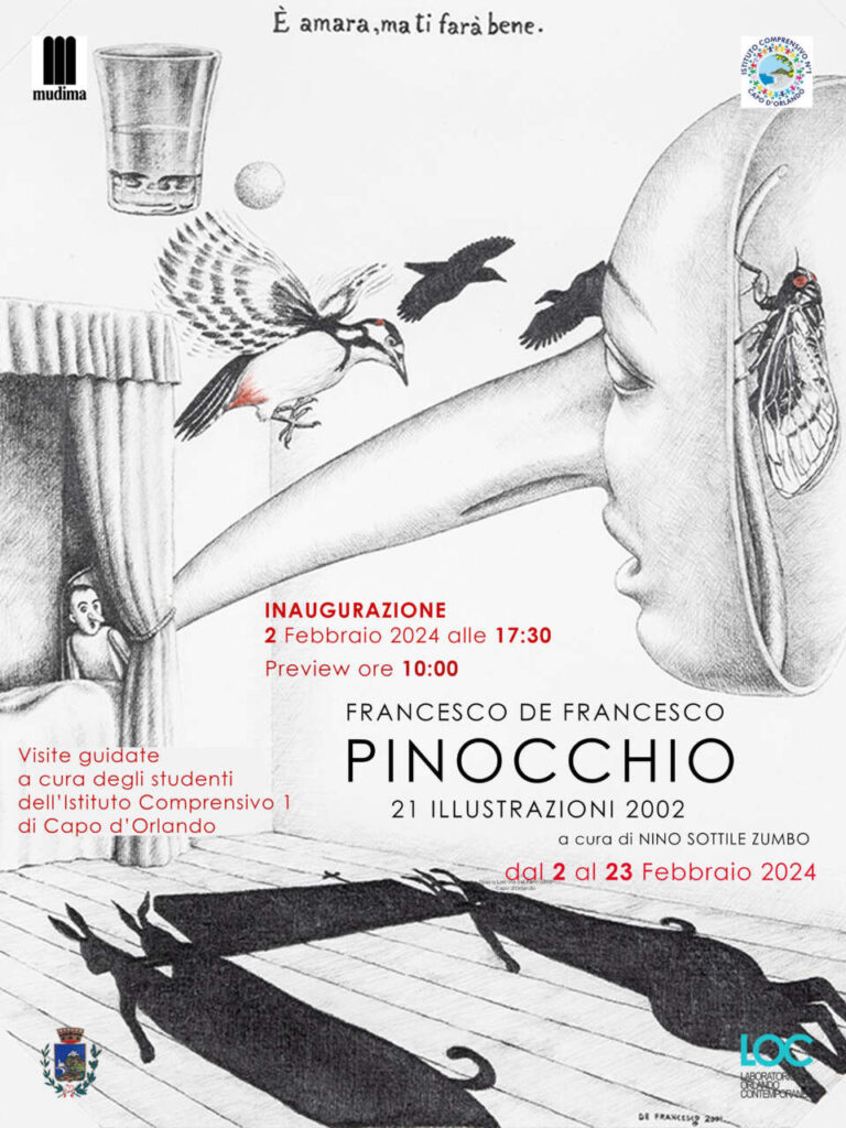 MOSTRE – “PINOCCHIO, 21 illustrazioni, 2002” dal 2 febbraio allo Spazio LOC di Capo d’Orlando