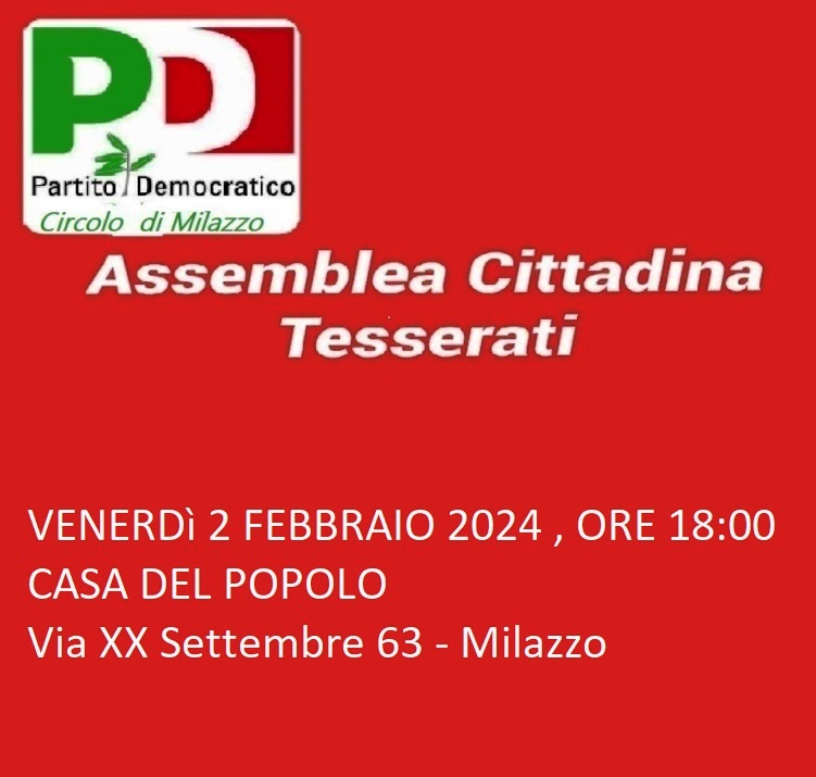 PD MILAZZO – Dopo il tesseramento del 2023 l’assemblea cittadina