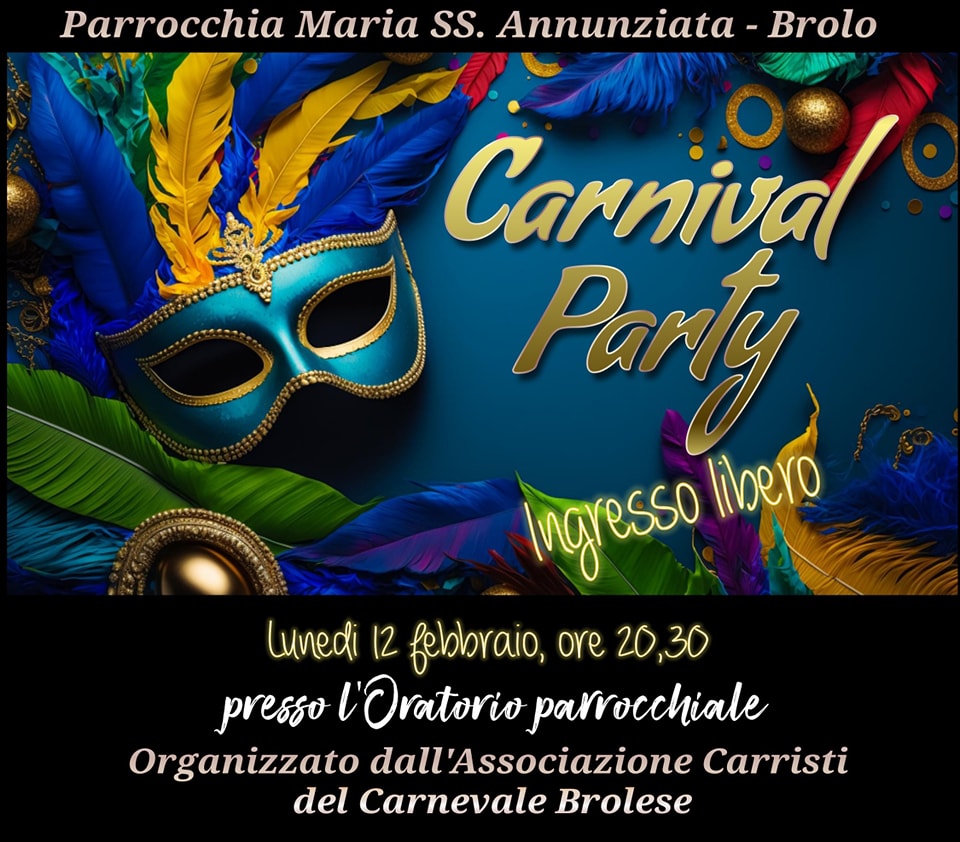 APPUNTAMENTI CARNEVALESCHI – A Brolo, la festa all’Oratorio… questa sera ed al palatenda Mambolosco