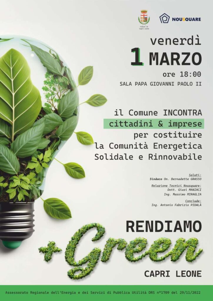 COMUNITÀ ENERGETICA A CAPRI LEONE – L’incontro per crearne una insieme a cittadini e imprese