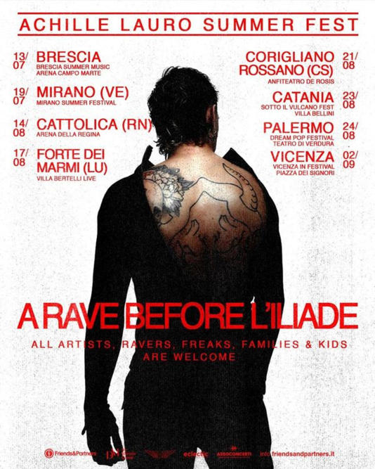 ACHILLE LAURO ANNUNCIA IL SUMMER FEST – “A Rave Before l’iliade”. Le tappe siciliane saranno a Catania e Palermo