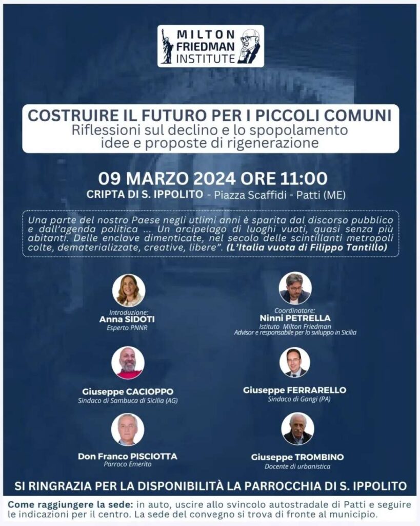 PATTI – Sabato 9 marzo convegno “Costruire il futuro per i piccoli comuni”