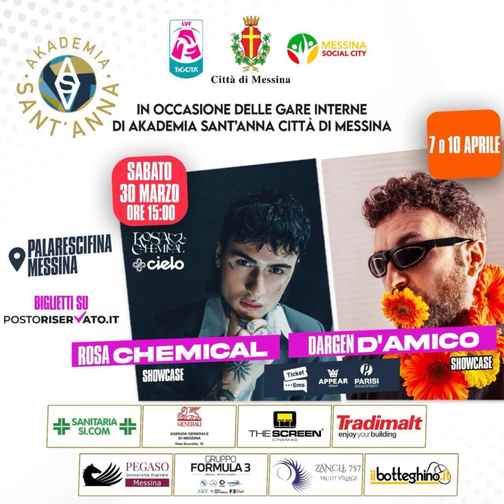 MESSINA – Lo showcase di Rosa Chemical precederà il match di volley dell’Akademia Città Di Messina al “PalaRescifina”