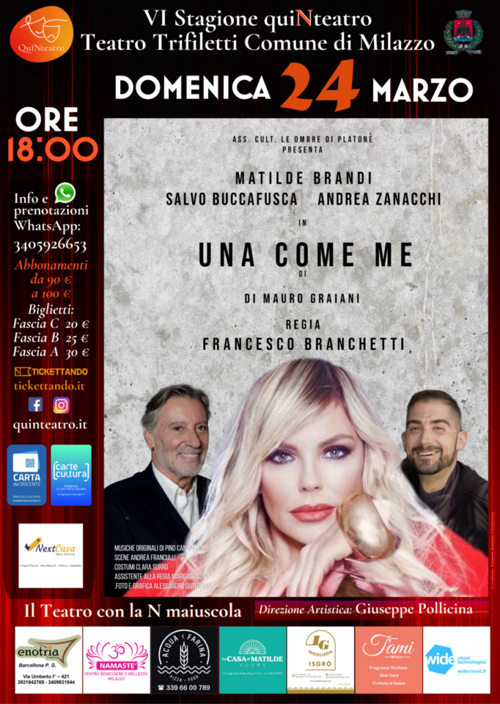 TEATRO – Al Trifiletti di Milazzo “Una come me” di Mauro Graiani