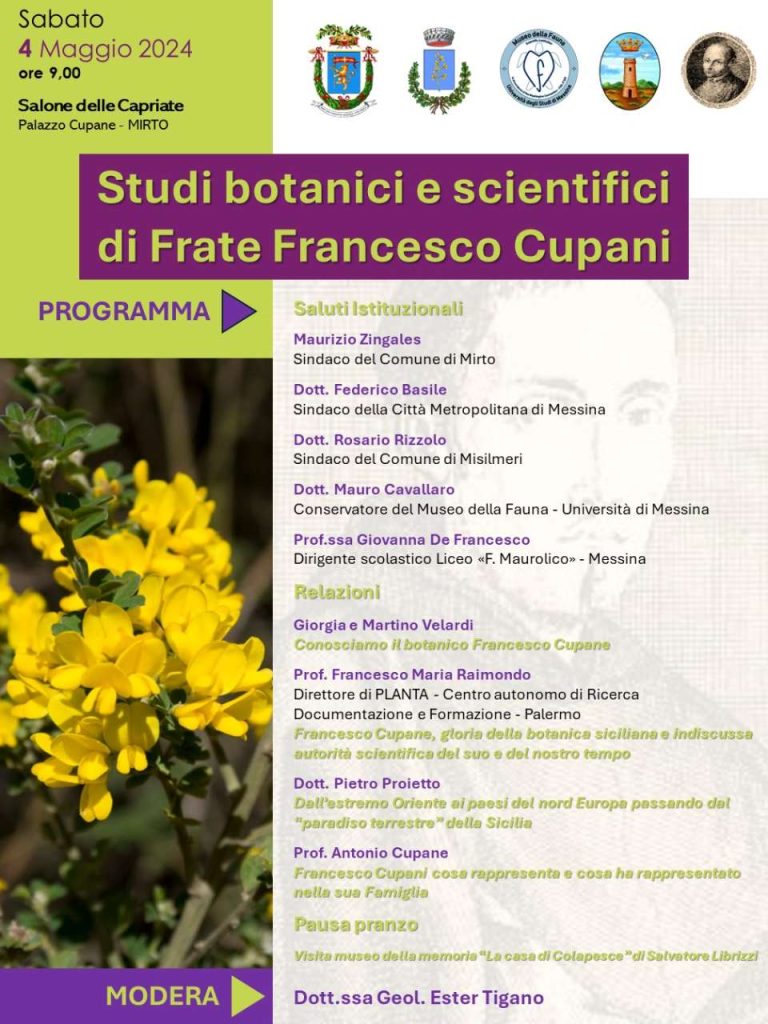 MIRTO – Giornata di studio sulla figura del botanico Francesco Cupani